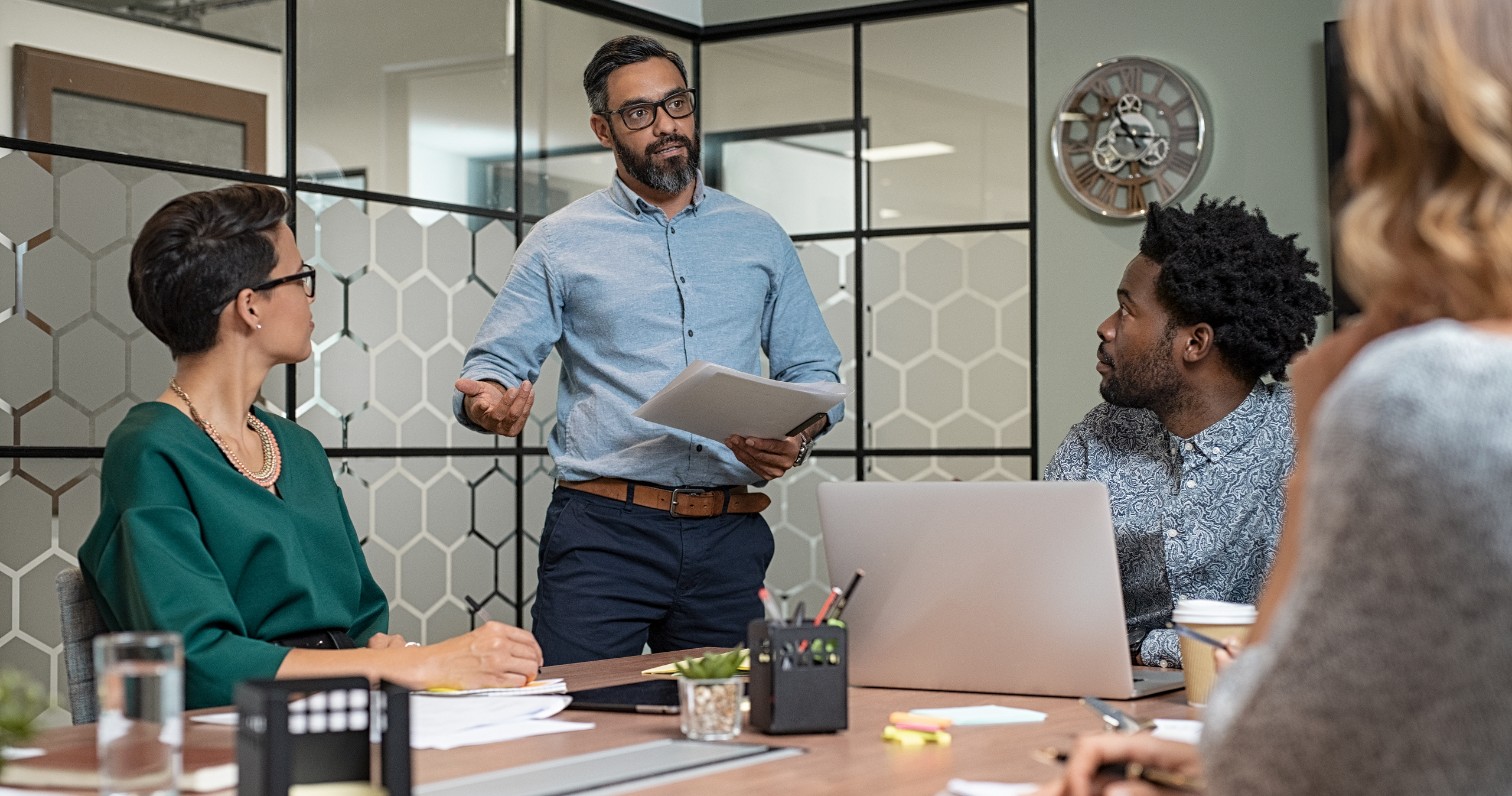 Photo of a leadership team meeting