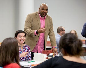 Students collaborating during class