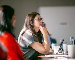 Student listening intently during class
