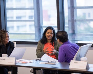 Students collaborating during class